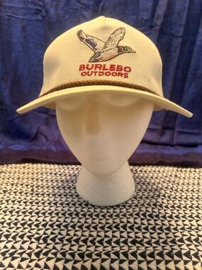 Burlebo Outdoors Trucker Hat Cream Snapback Rope Detail One Size New